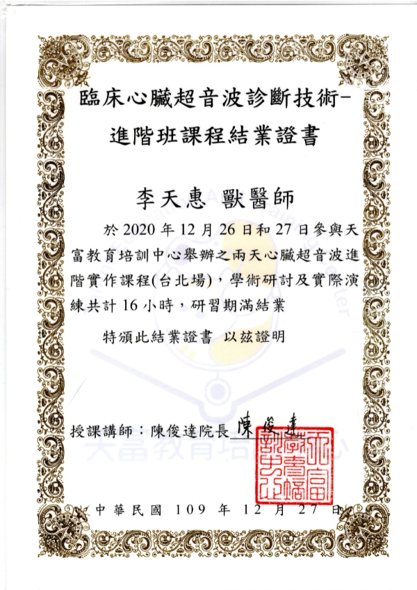臨床心臟超音波診斷技術-進階班